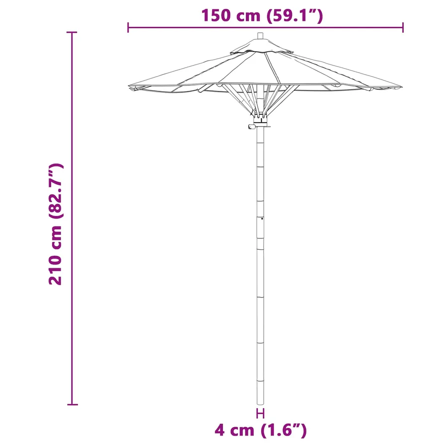 Parasol de jardin Blanc crème Ø 150 x 210 cm Bambou - 8