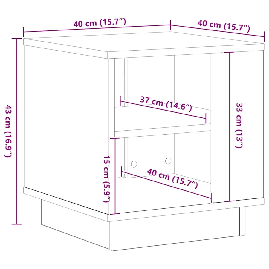 Table basse Chêne noir 40 x 40 x 43 cm Bois d'ingénierie - 8