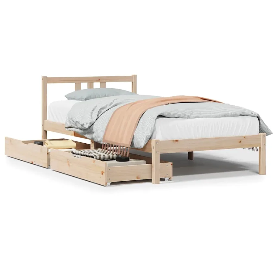 Cadre de lit sans matelas 90x190 cm bois de pin massif - 2