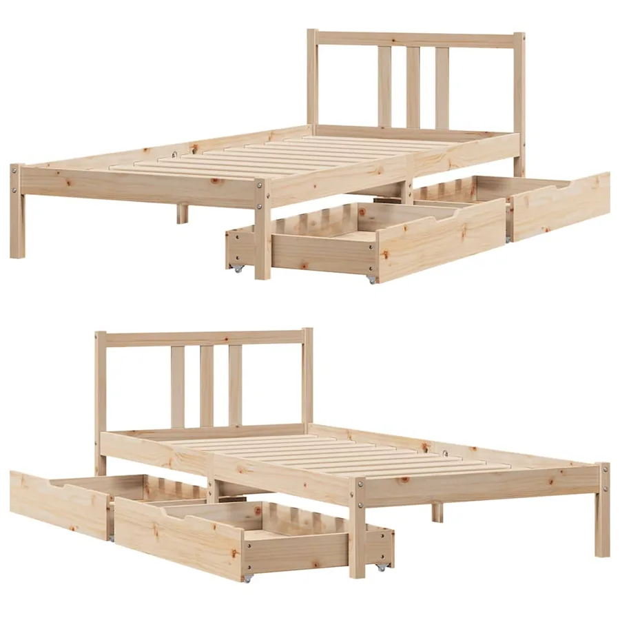 Cadre de lit sans matelas 90x190 cm bois de pin massif - 9