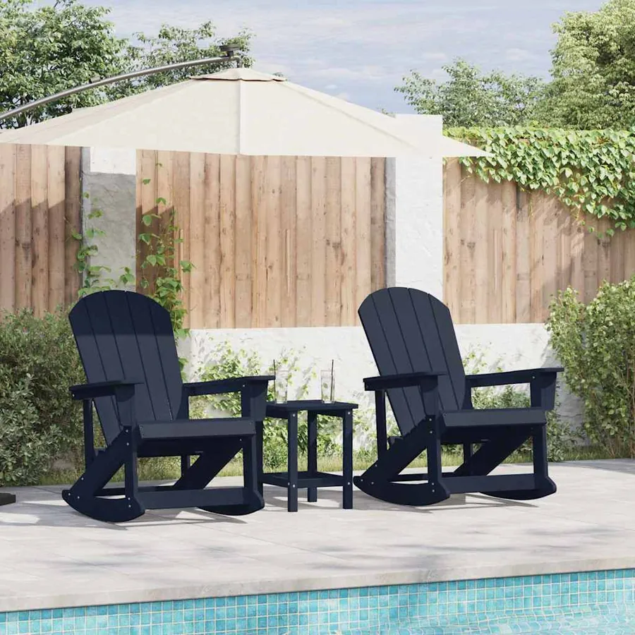 Ensemble de salon de jardin 3 pcs Bleu marine HDPE