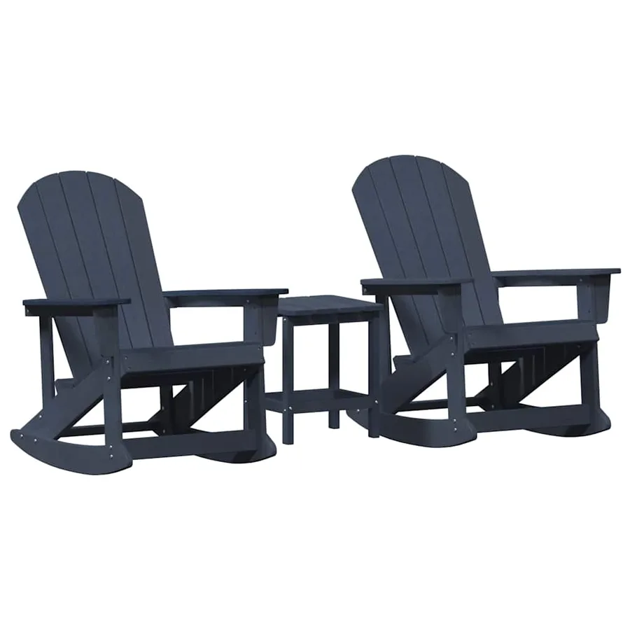 Ensemble de salon de jardin 3 pcs Bleu marine HDPE - 2