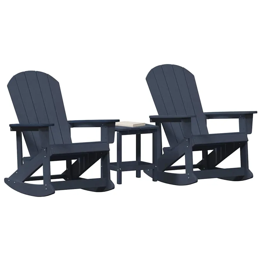 Ensemble de salon de jardin 3 pcs Bleu marine HDPE - 3