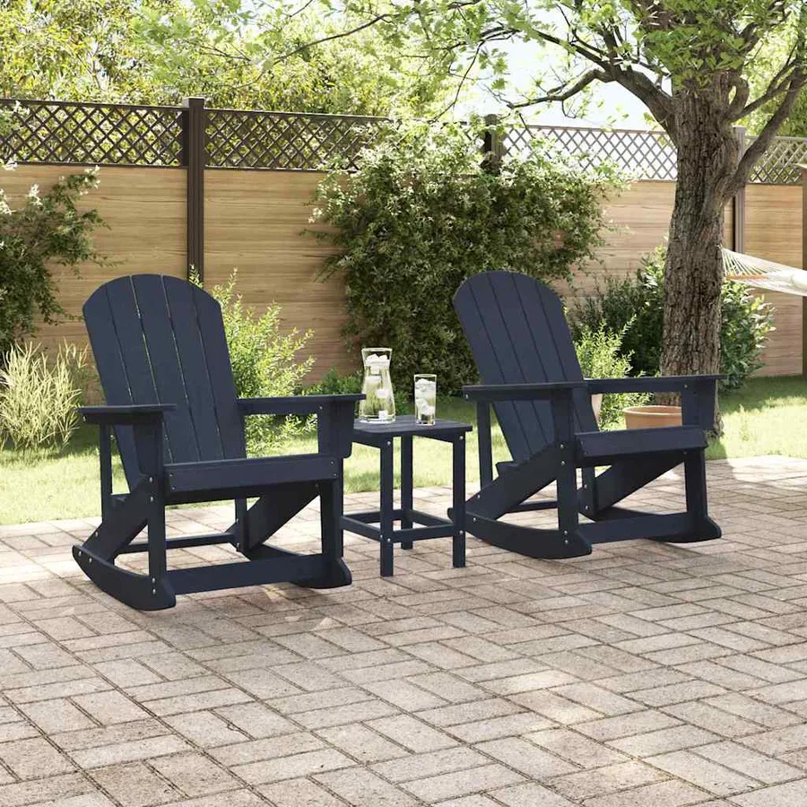 Ensemble de salon de jardin 3 pcs Bleu marine HDPE - 4