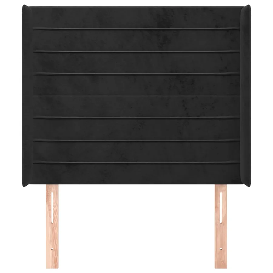Tête de lit avec oreilles Noir 103x16x118/128 cm Velours - 3