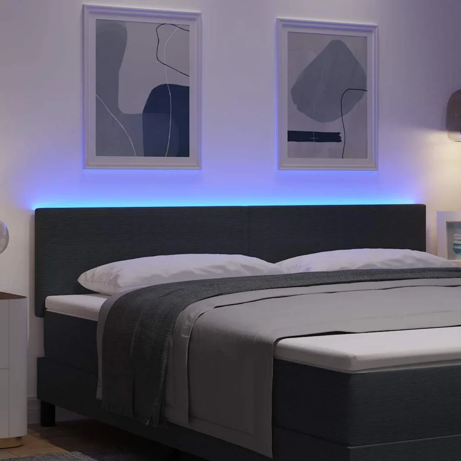 Tête de lit LED Gris foncé 180 cm Tissu en velours côtelé - 4