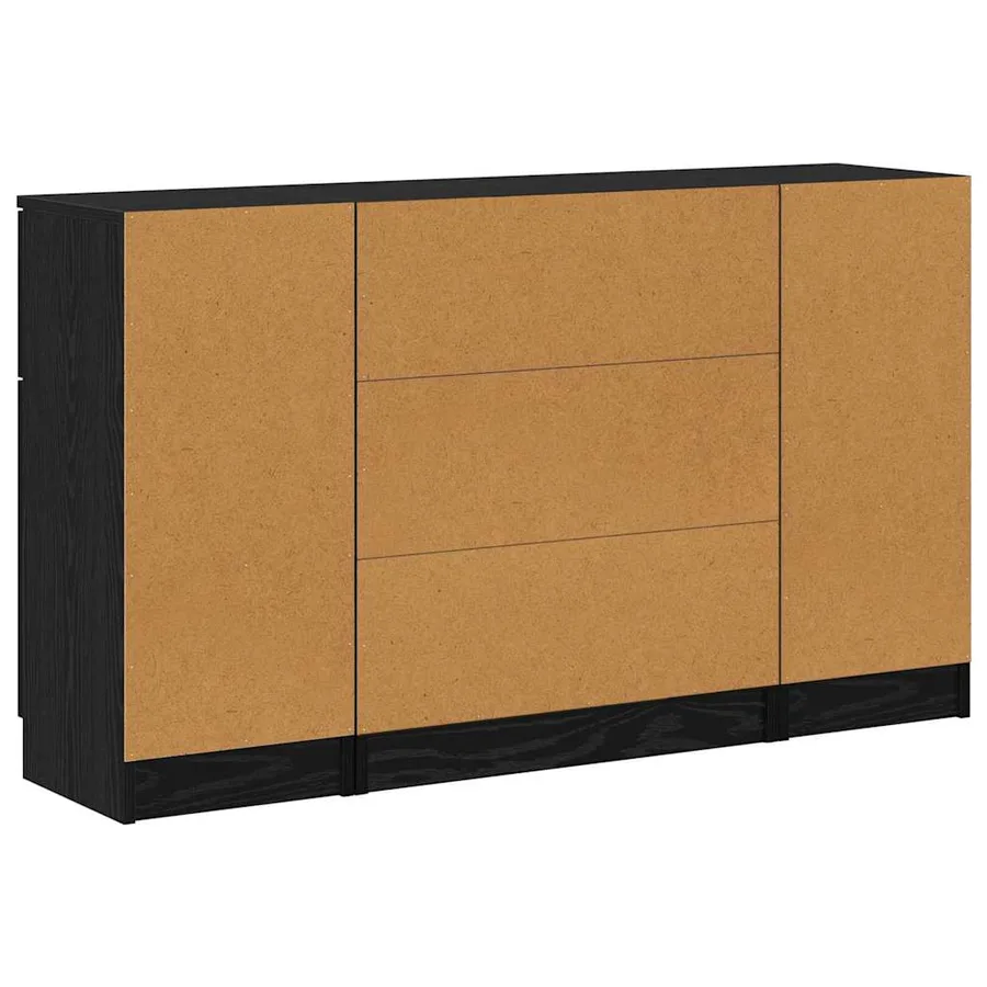 Buffet avec tiroir 3 pcs Chêne noir Bois d'ingénierie - 8