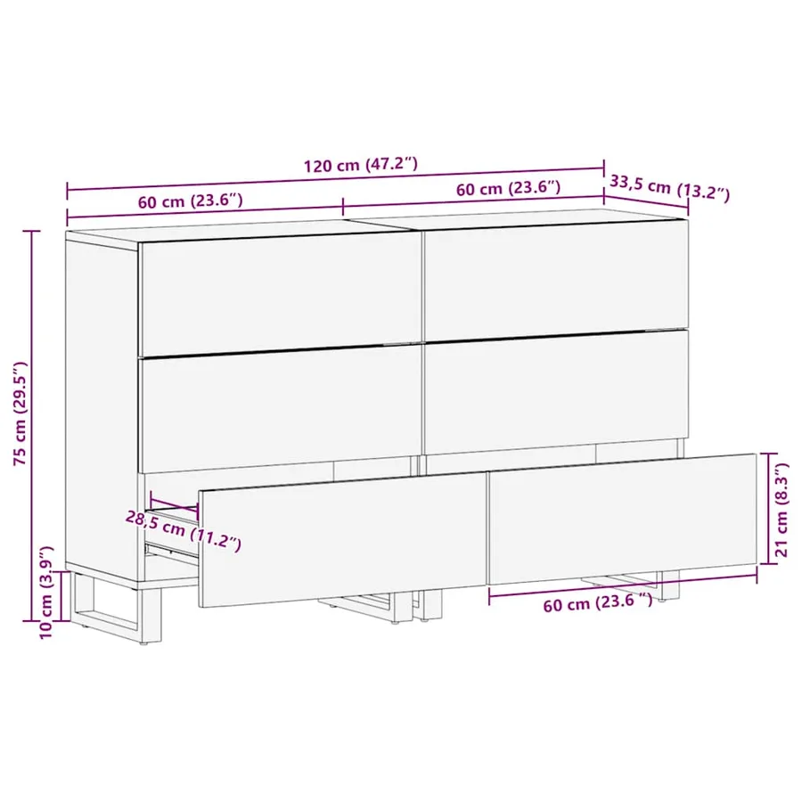 Ensemble de buffet 2 pcs Blanc 120 x 33,5 x 75 cm - 12