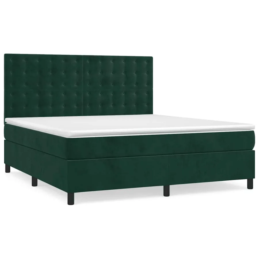 Sommier à lattes de lit et matelas Vert foncé 180x200cm Velours - 2
