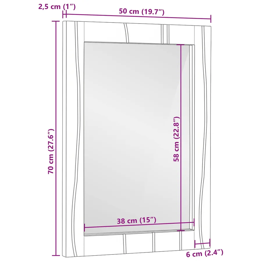 Miroir de salle de bain Rectangulaire Blanc 50 x 2,5 x 70 cm - 11