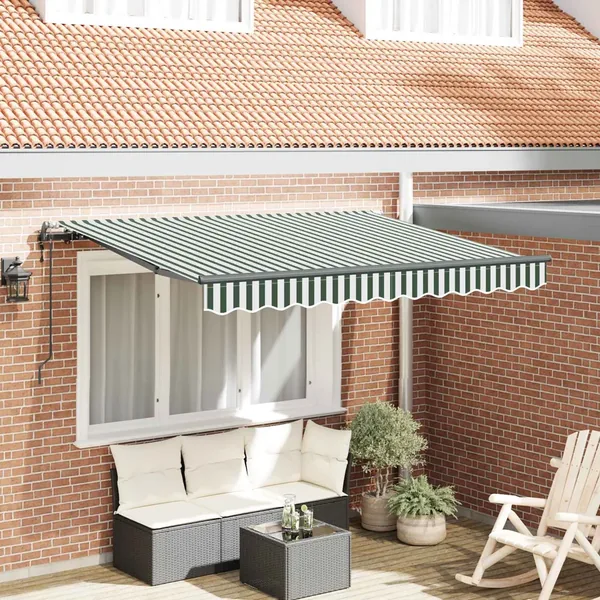 Auvent Rétractable Vert 350 x 200 cm tissu