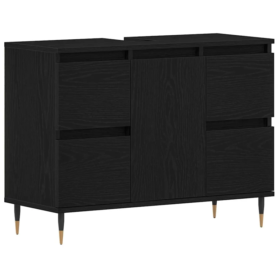 Meuble de Lavabo de Salle de Bain Chêne noir 80 x 33 x 60 cm - 2