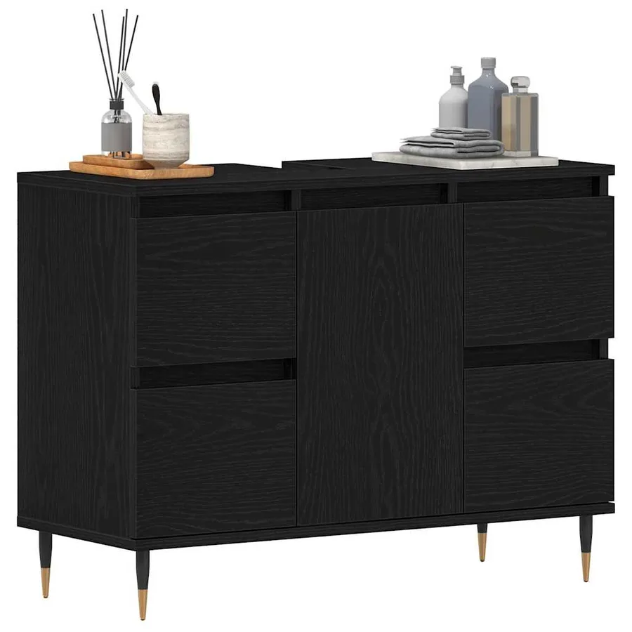 Meuble de Lavabo de Salle de Bain Chêne noir 80 x 33 x 60 cm - 3