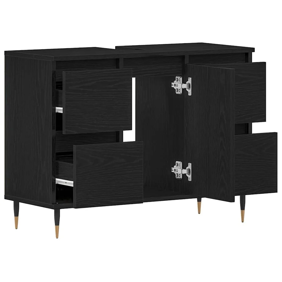 Meuble de Lavabo de Salle de Bain Chêne noir 80 x 33 x 60 cm - 5