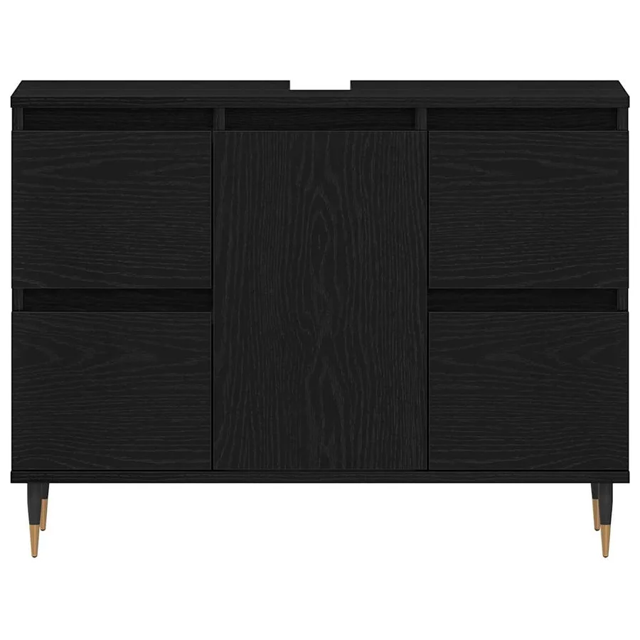 Meuble de Lavabo de Salle de Bain Chêne noir 80 x 33 x 60 cm - 6