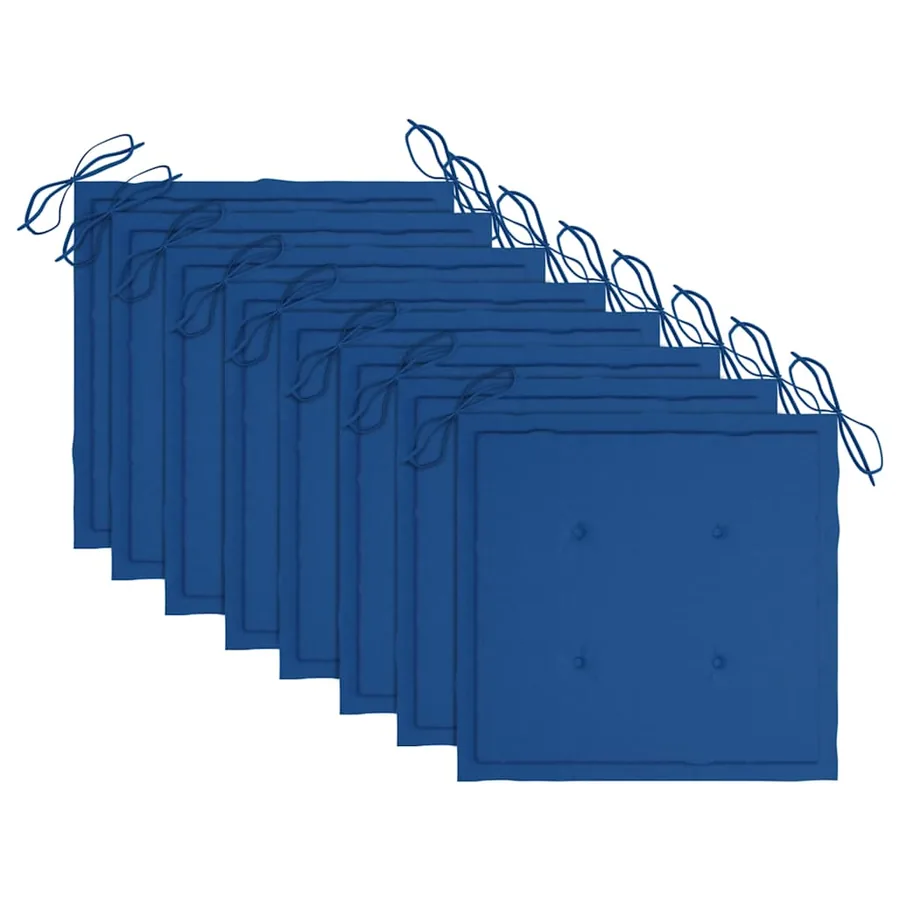 Chaises de jardin avec coussins bleu royal lot de 8 Teck massif - 6