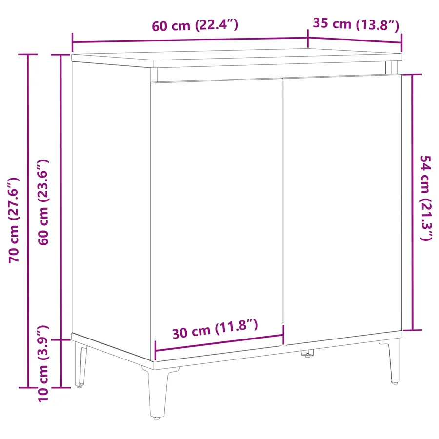 Buffet Chêne noir 60 x 35 x 70 cm Bois d'ingénierie - 14