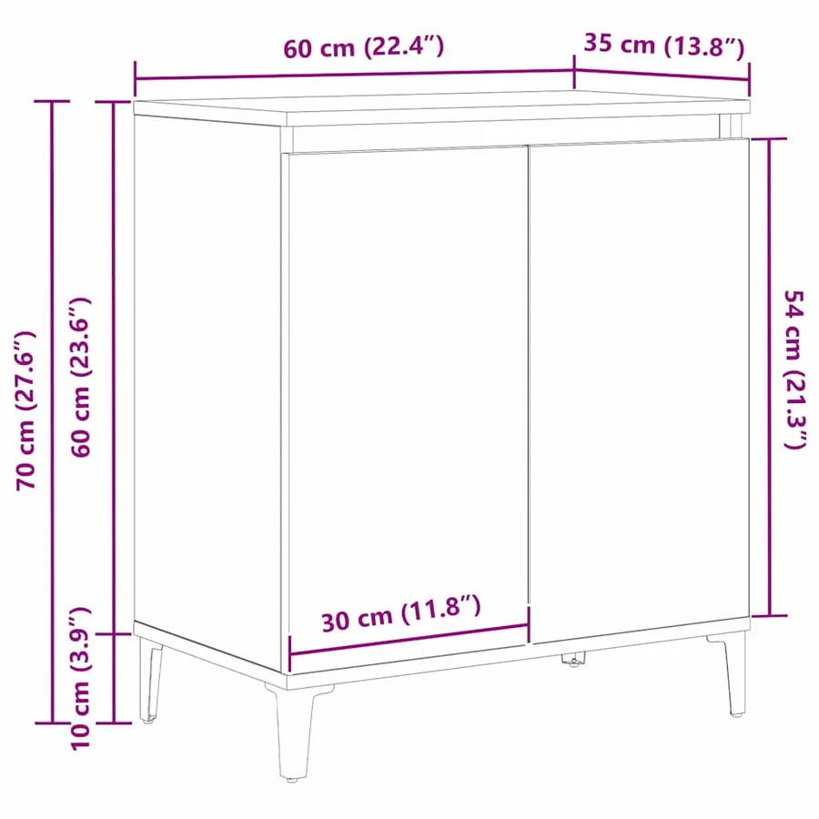 Buffet Chêne noir 60 x 35 x 70 cm Bois d'ingénierie - 15