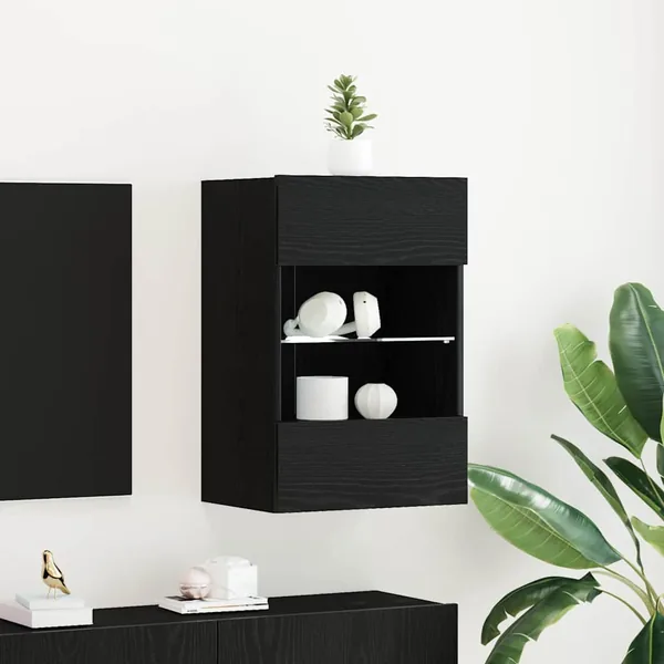 Ensemble meuble TV Montage mural 2 pcs Noir 40 x 30 x 60,5 cm