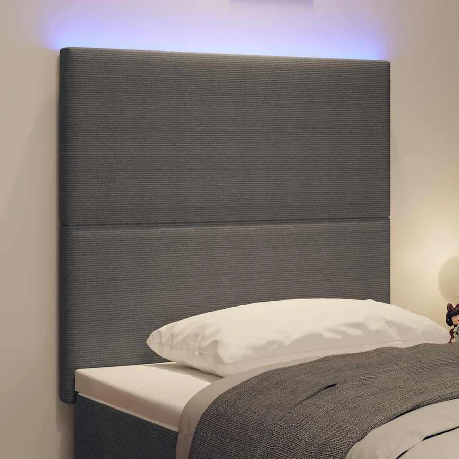 Tête de lit LED Gris clair 90 cm Tissu en velours côtelé - 4