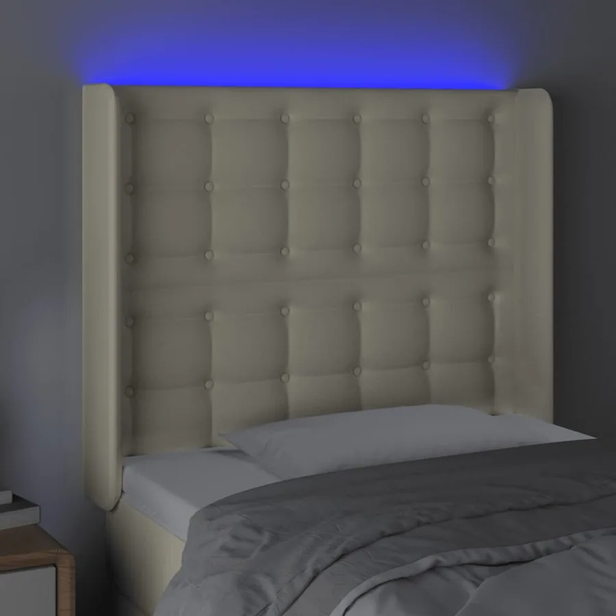 Tête de lit à LED Crème 93x16x118/128 cm Similicuir - 4