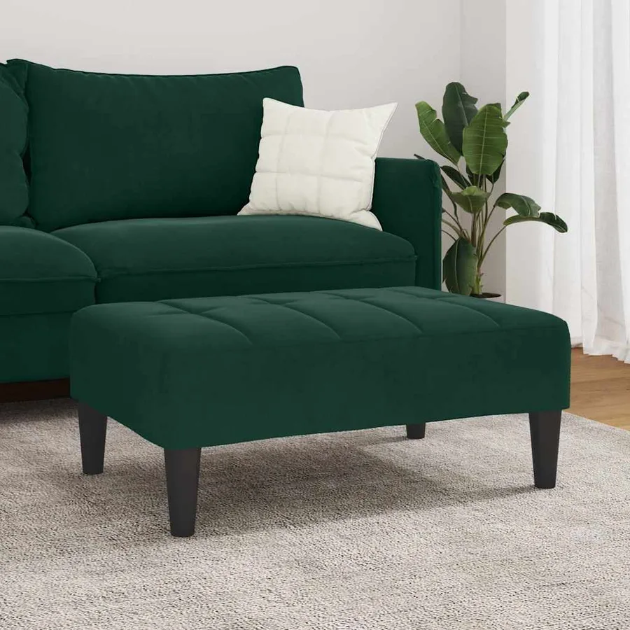 Repose-pied vert foncé 77x55x31 cm velours - 3