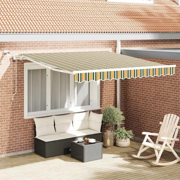 Auvent rétractable Vert et jaune 300 x 250 cm Polyester