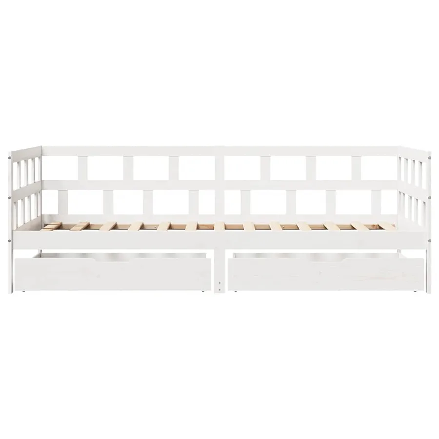 Lit de jour et tiroirs sans matelas blanc 90x190 cm bois massif - 4