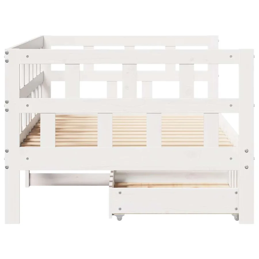 Lit de jour et tiroirs sans matelas blanc 90x190 cm bois massif - 7
