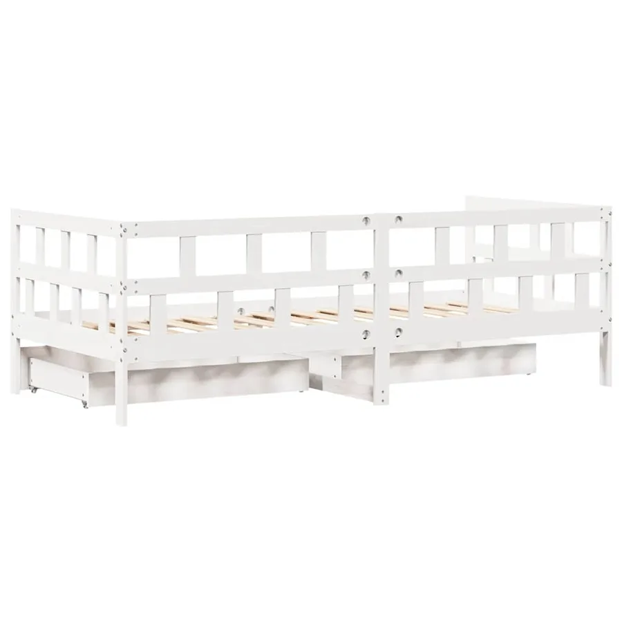 Lit de jour et tiroirs sans matelas blanc 90x190 cm bois massif - 8