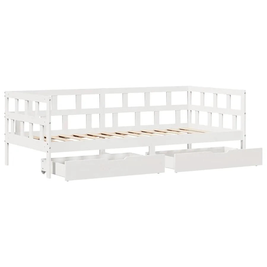 Lit de jour et tiroirs sans matelas blanc 90x190 cm bois massif - 9