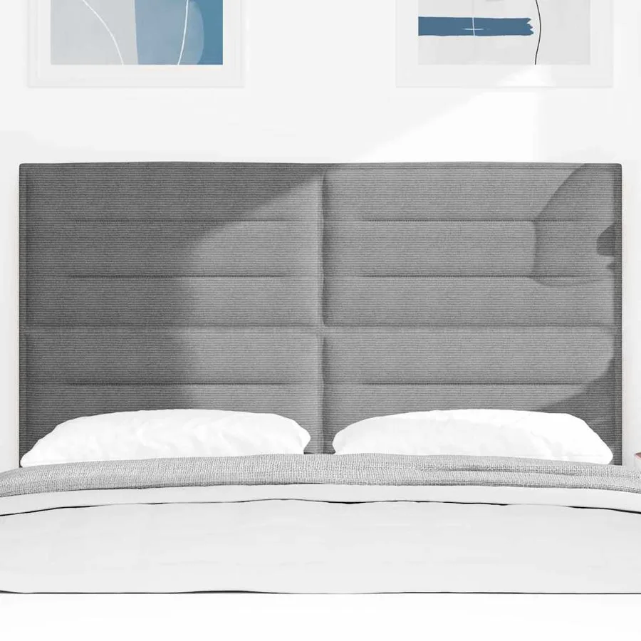 Tête de lit LED Gris clair 144 cm Tissu en velours côtelé - 3