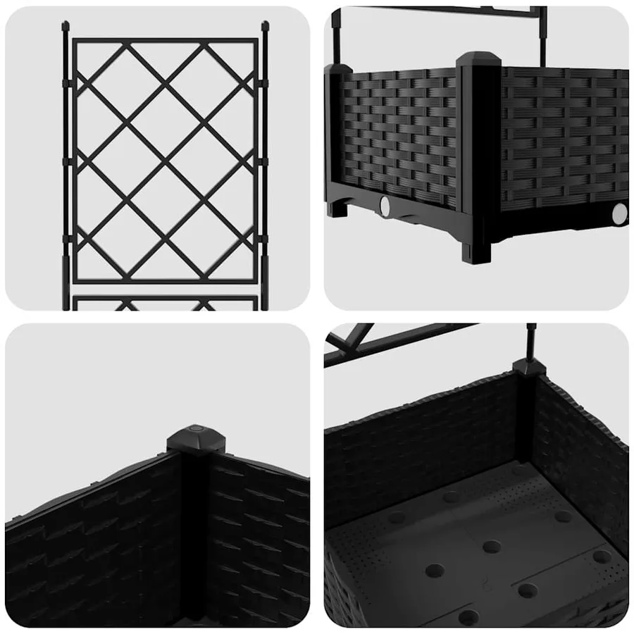Cache-pot de jardin Noir 40 x 40 x 125,5 cm PP - 7