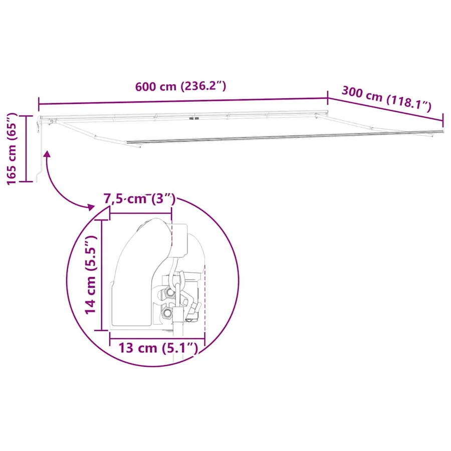 Auvent rétractable Vert et blanc 600 × 300 cm - 13