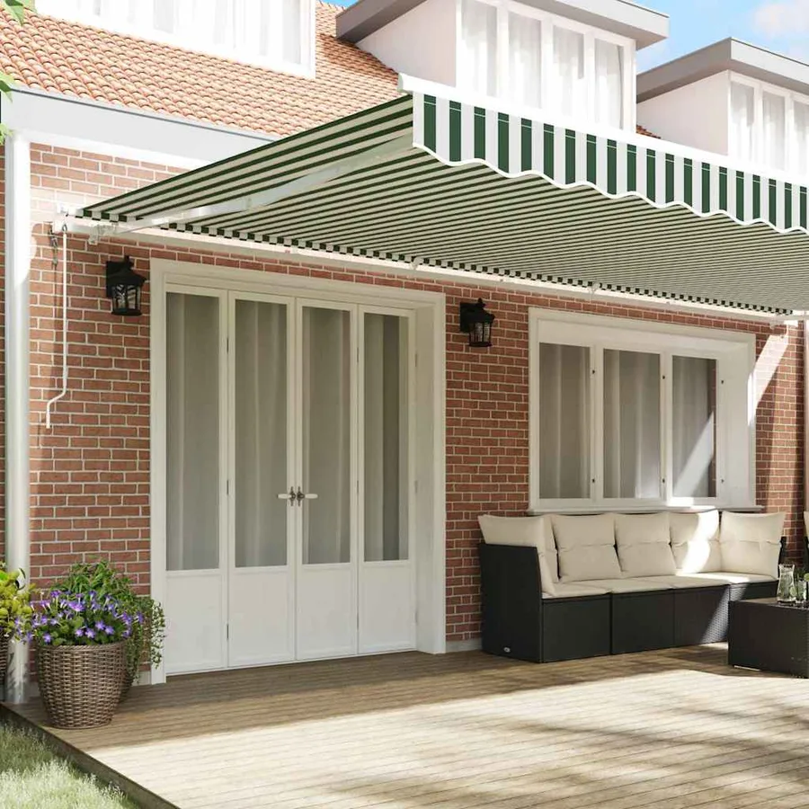 Auvent rétractable Vert et blanc 600 × 300 cm - 3