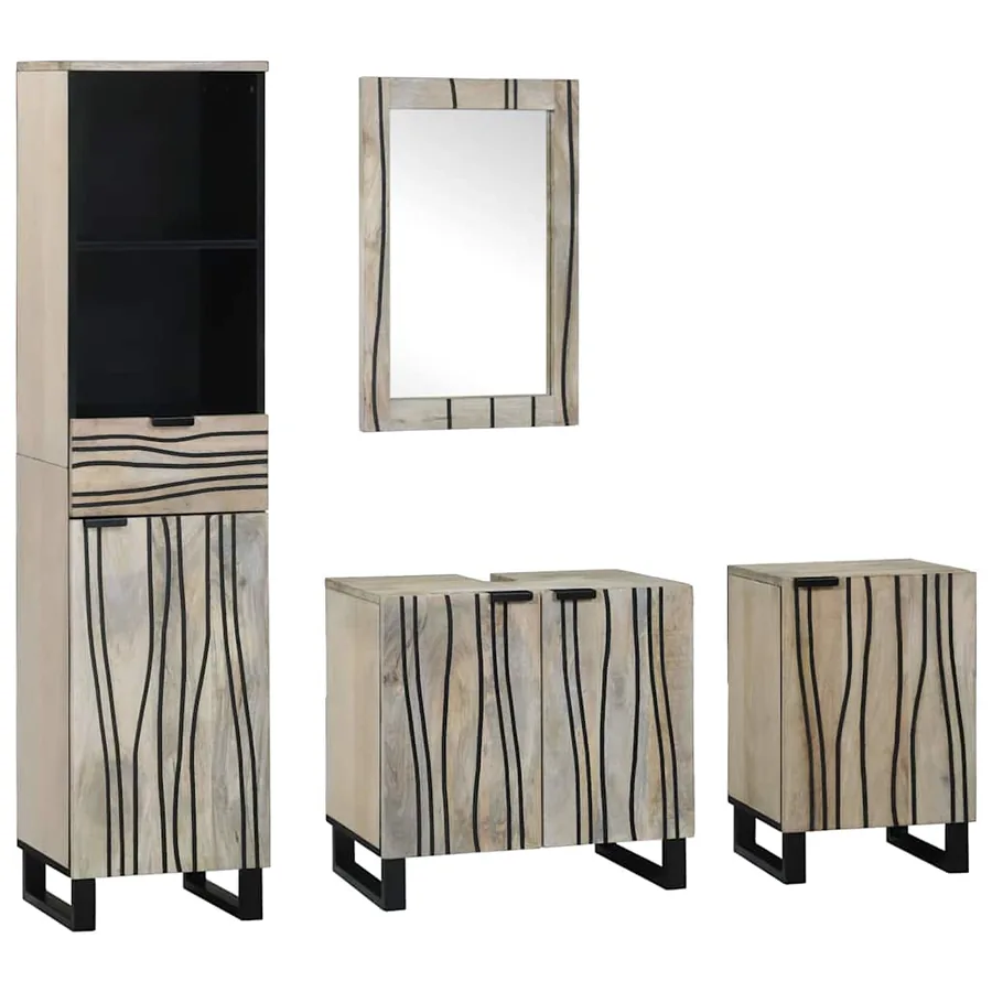 Ensemble de mobilier de salle de bain 4 pcs Brun Noyé