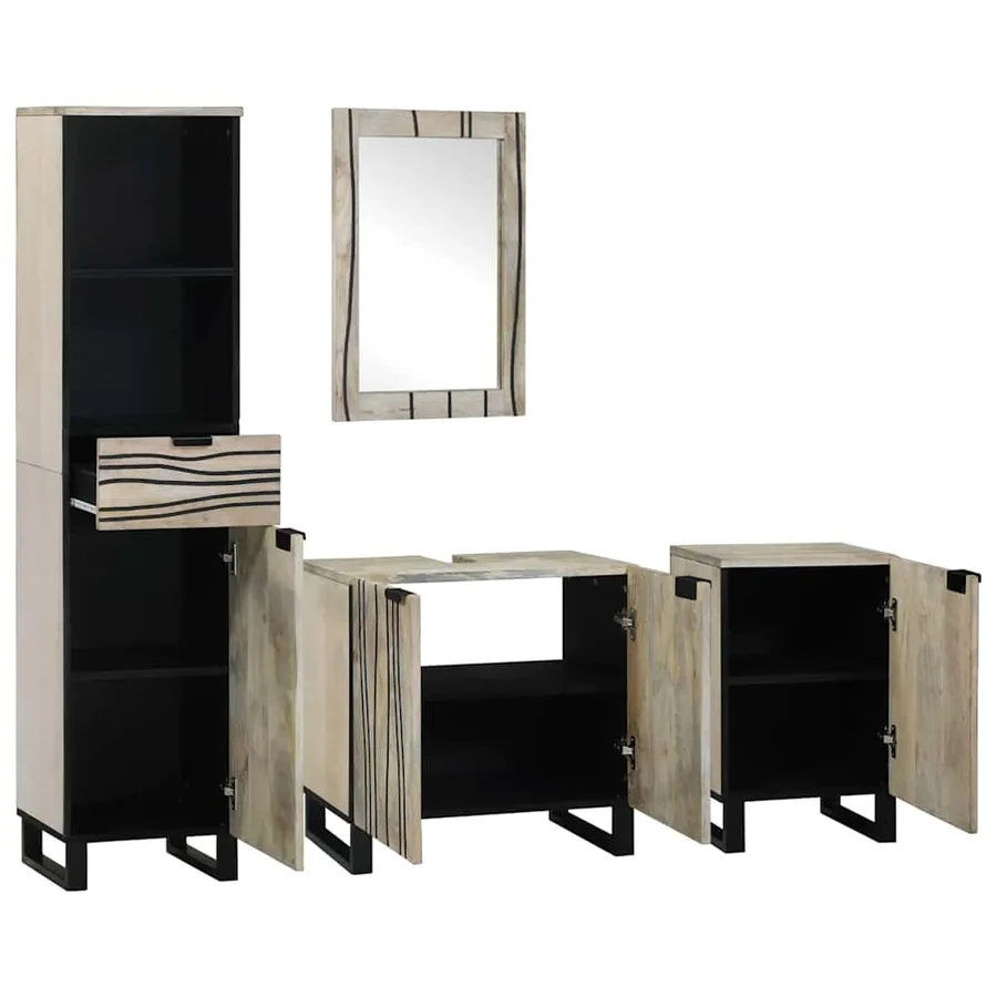 Ensemble de mobilier de salle de bain 4 pcs Brun Noyé - 2