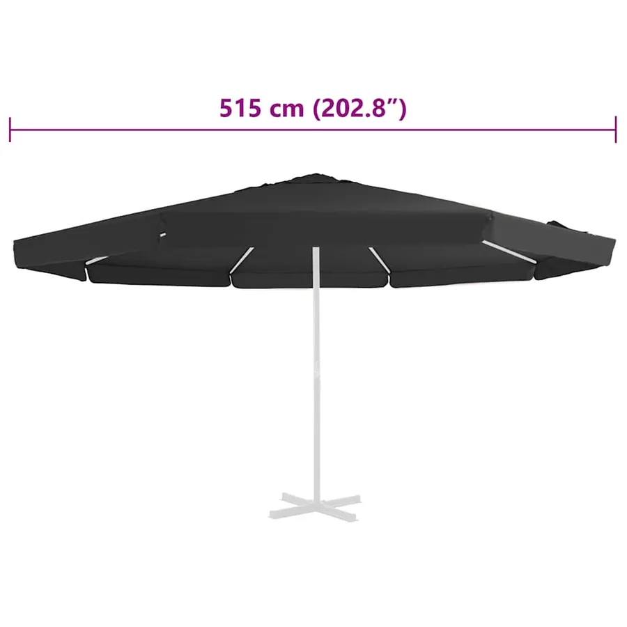 Tissu de remplacement pour parasol d'extérieur Noir 515 cm - 5