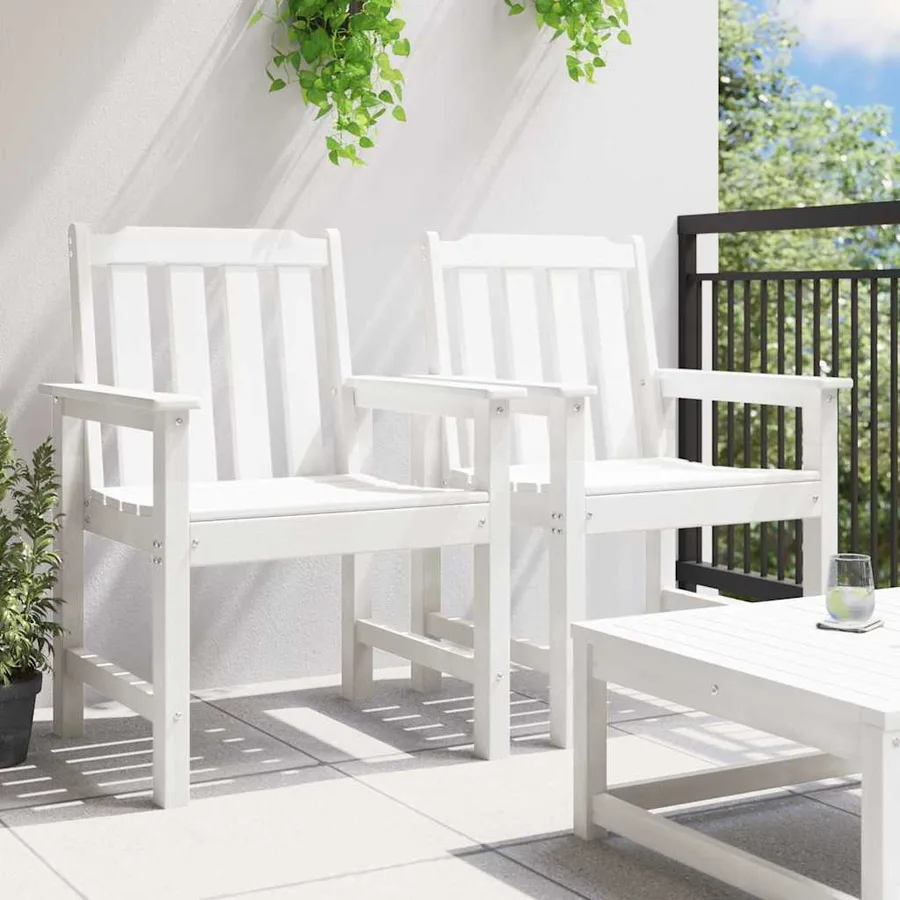Chaise de jardin. 2 pcs Blanc 65,5 x 59 x 88 cm HDPE - 3