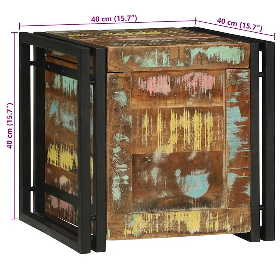 Boîte de rangement 40 x 40 x 40 cm Bois d'Acacia Massif - 13