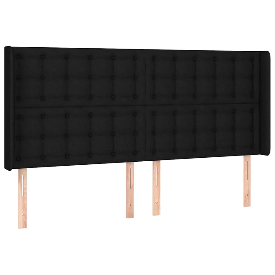 Sommier à lattes de lit matelas et LED Noir 200x200 cm Tissu - 7