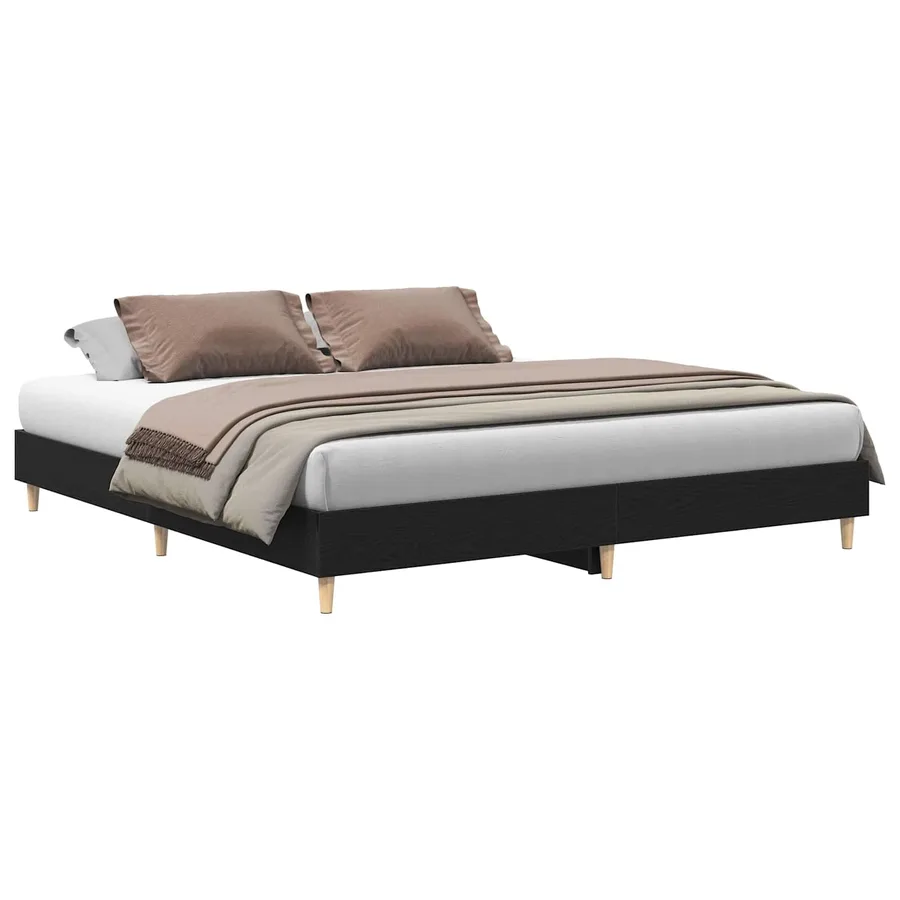 Cadre de lit Chêne noir 203 x 203 x 25 cm Bois d'ingénierie - 2