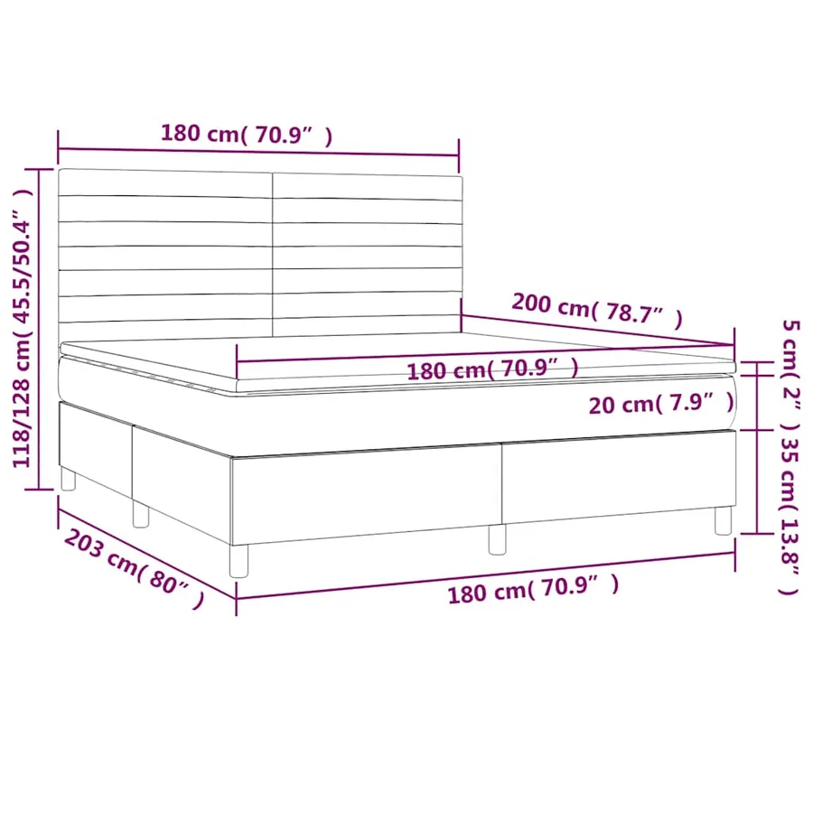 Sommier à lattes de lit avec matelas LED Bleu foncé 180x200 cm - 9