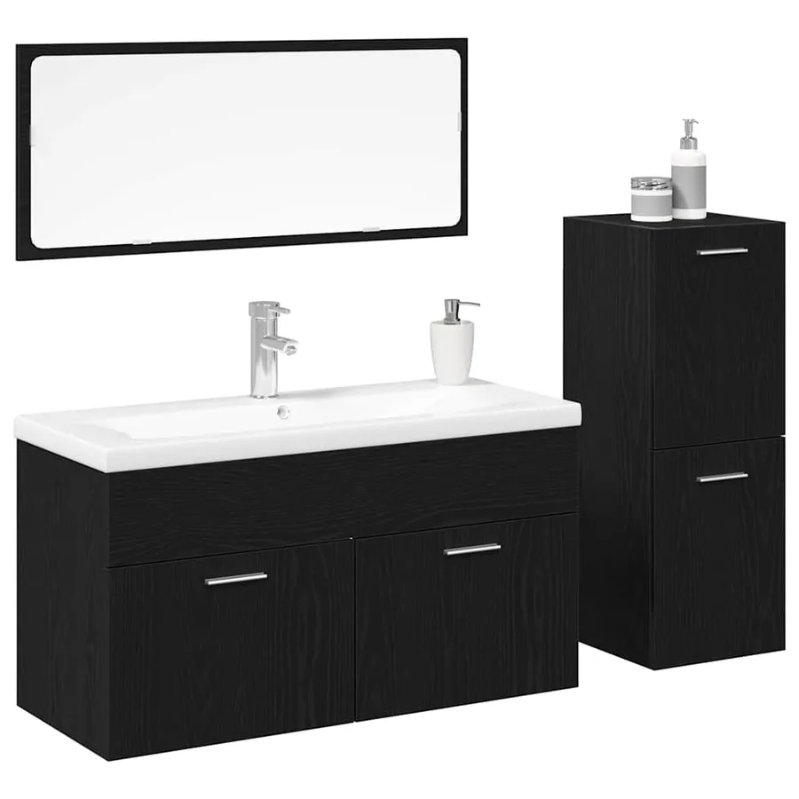 Ensemble de mobilier de salle de bain 4 pcs Chêne noir - 3