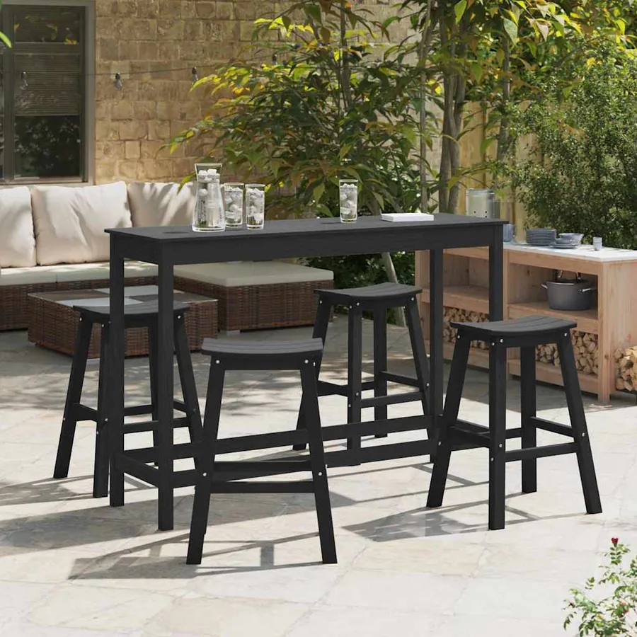 Ensemble de bar de jardin 4 pcs Noir HDPE