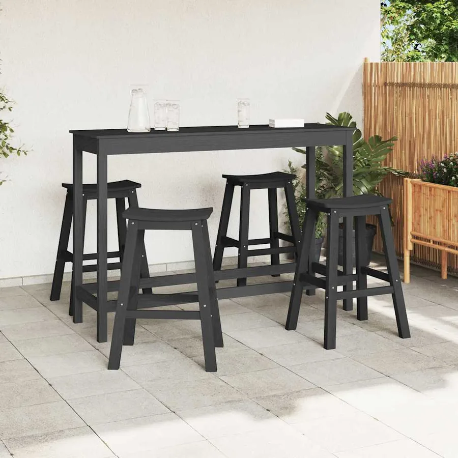 Ensemble de bar de jardin 4 pcs Noir HDPE - 3
