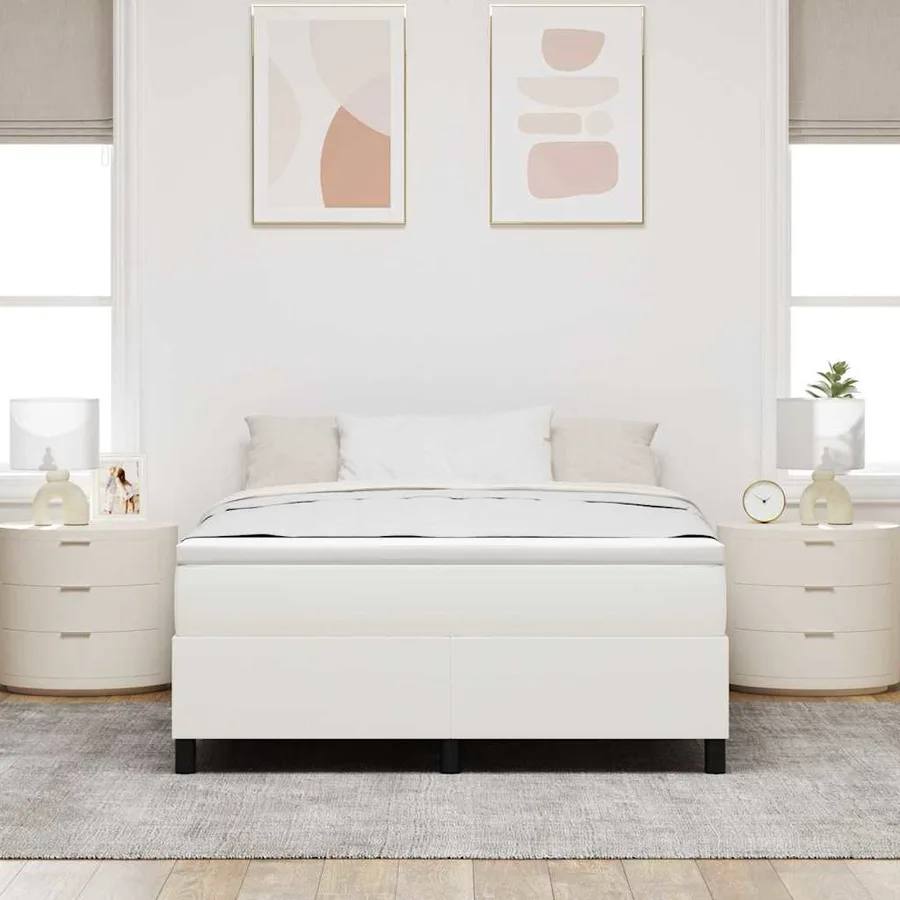 Cadre de lit plateforme Crème 140 x 190 cm - 3