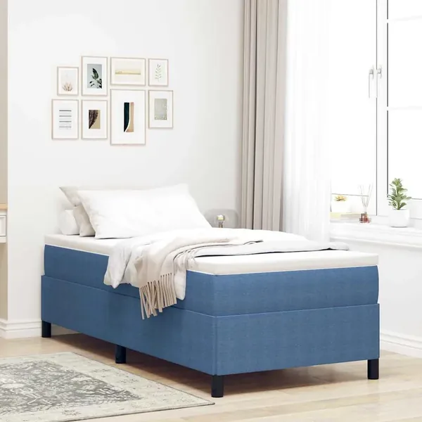 Lit à ressorts Bleu 80 x 200 cm Tissu en velours côtelé