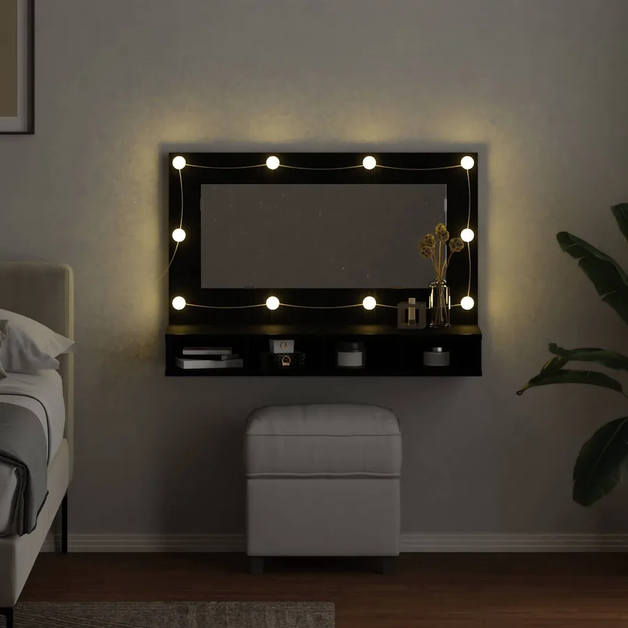 Armoire Miroir Chêne noir 90 x 31,5 x 62 cm Bois d'ingénierie - 4