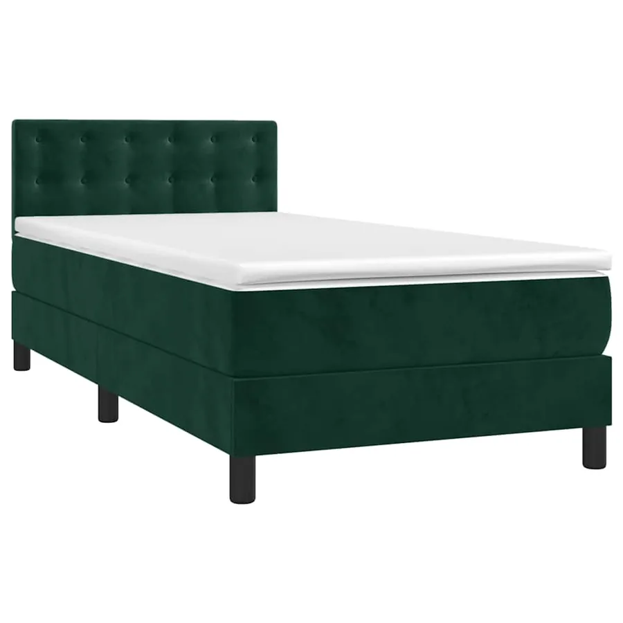 Sommier à lattes de lit avec matelas et LED Vert foncé 80x200cm - 3